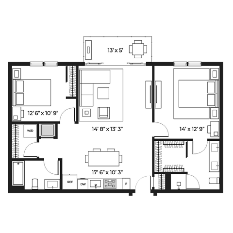 Lux 1100 Floor Plan Lux 1100 Floor Plan at SLX Atlanta, Georgia, 30341